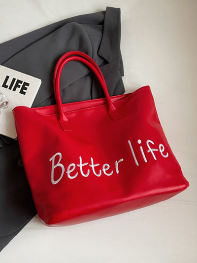 Vibrant Red PU Leather Tote Bag for Trendy Everyday Style