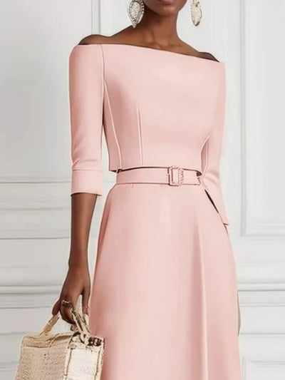 Elegant Off-Shoulder Belted Maxi Dress