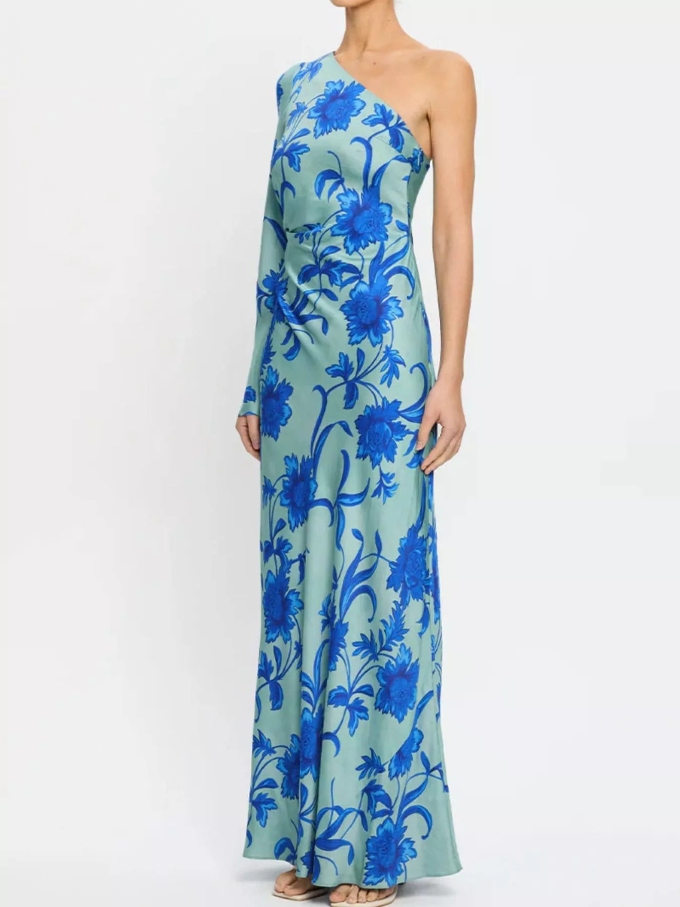 Floral Print One-Shoulder Maxi Dress