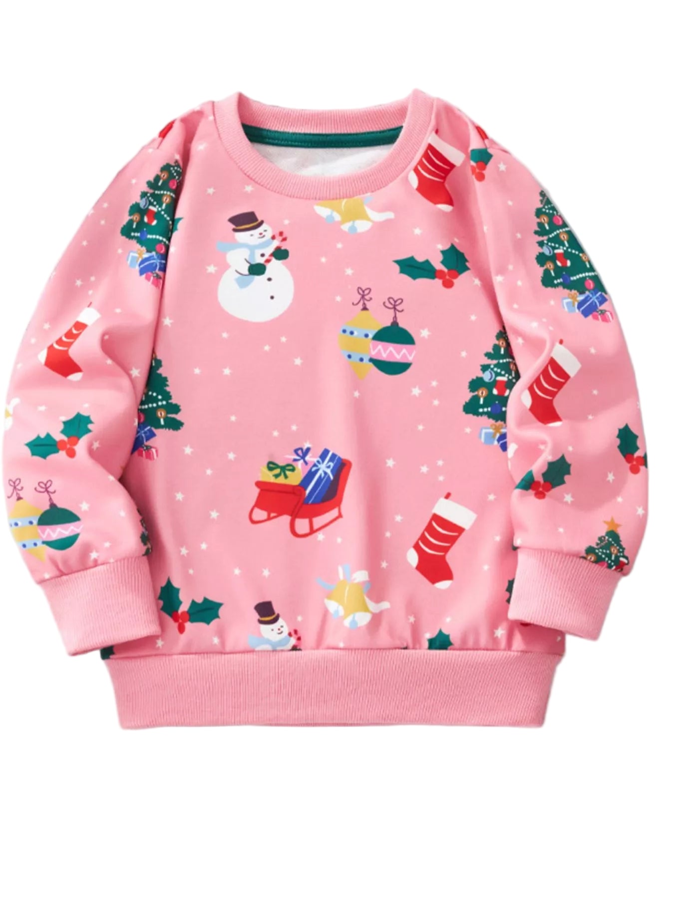 Children's Christmas Print Crew Neck Sweatshirt