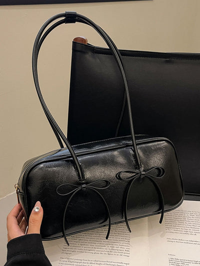 Stylish PU Leather Bow Trim Shoulder Bag for Any Occasion
