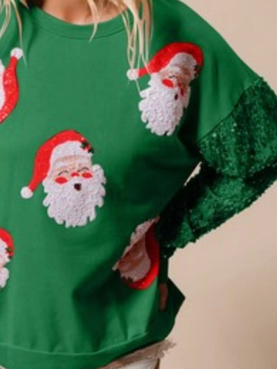 Christmas Theme Sequin Long Sleeve Sweatshirt