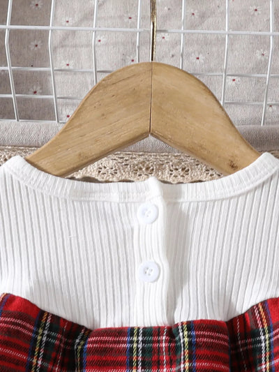 Children's Christmas Plaid Long Sleeve Dress