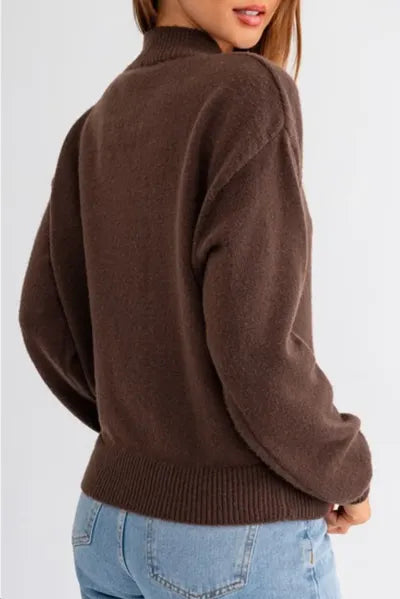 Cozy Women's Mock Neck Sweater with Western Boot Motif