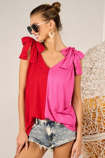 BiBi Shoulder Ribbon Tank: Vibrant, Trendy, and Fashion-Forward