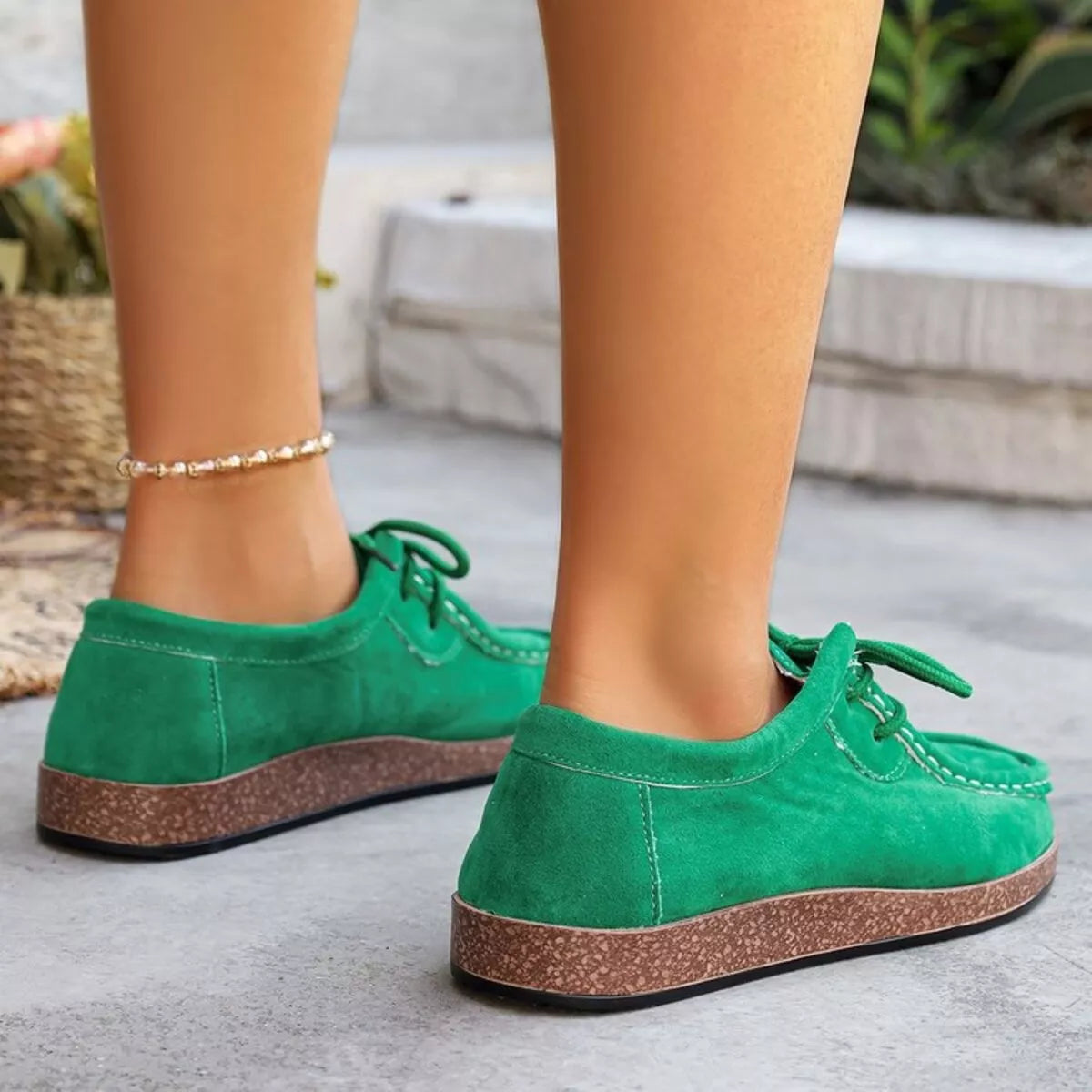Round Toe Lace Up Slip-Ons