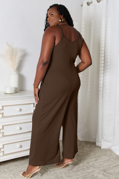 Versatile Spaghetti Strap V-Neck Jumpsuit – Trendy & Comfortable