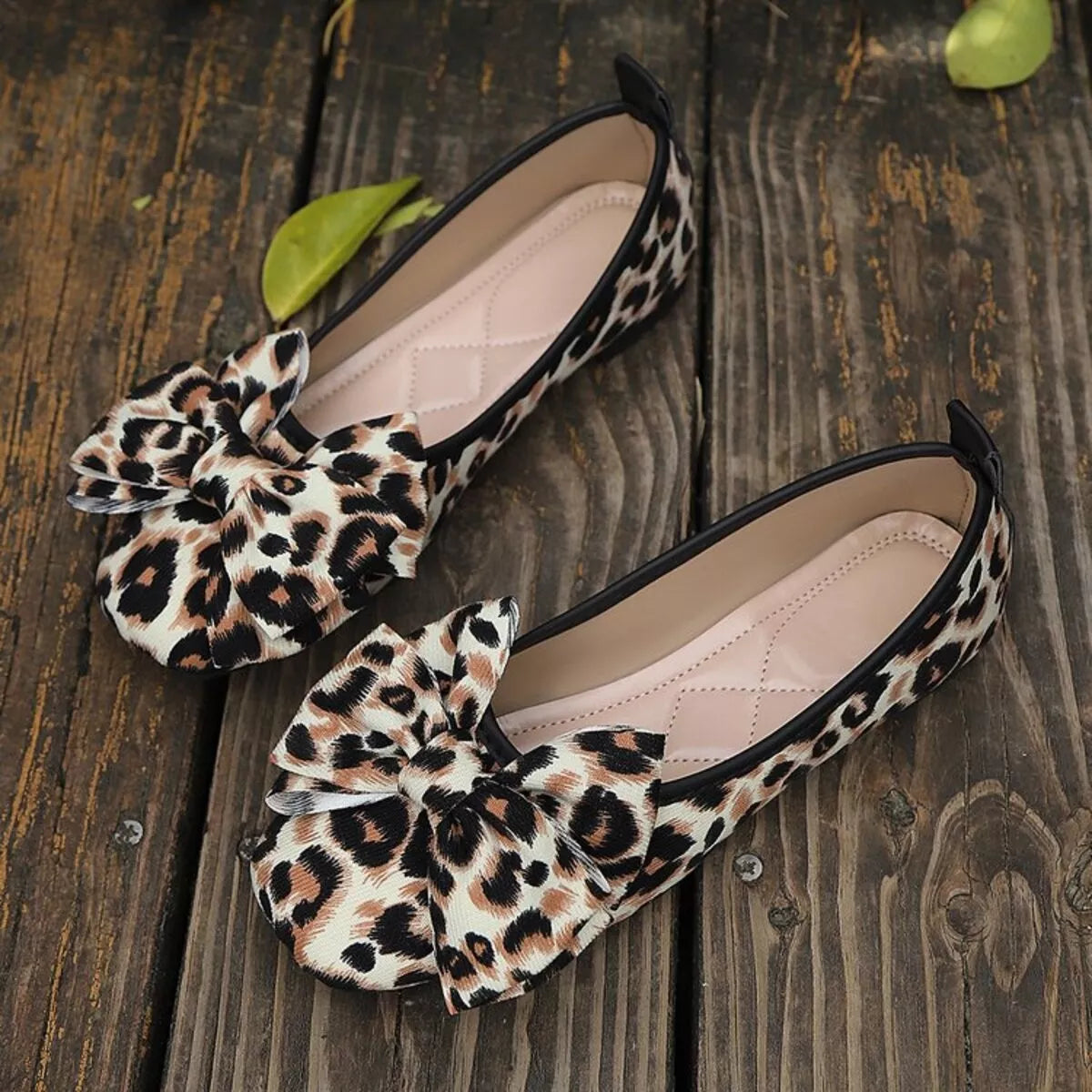 Leopard Bow Slip-Ons