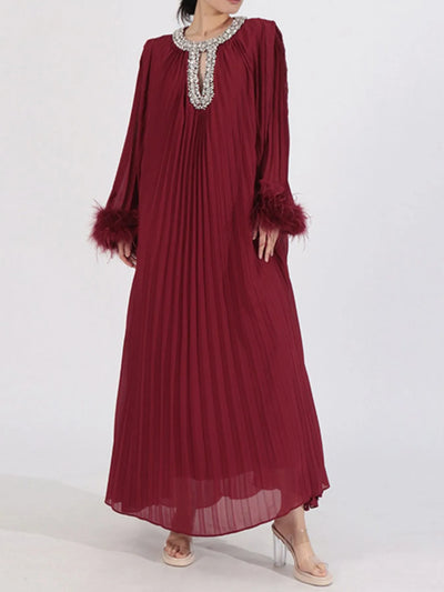 Rhinestone Long Sleeve Maxi Dress