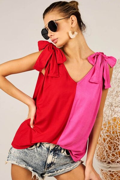 BiBi Shoulder Ribbon Tank: Vibrant, Trendy, and Fashion-Forward