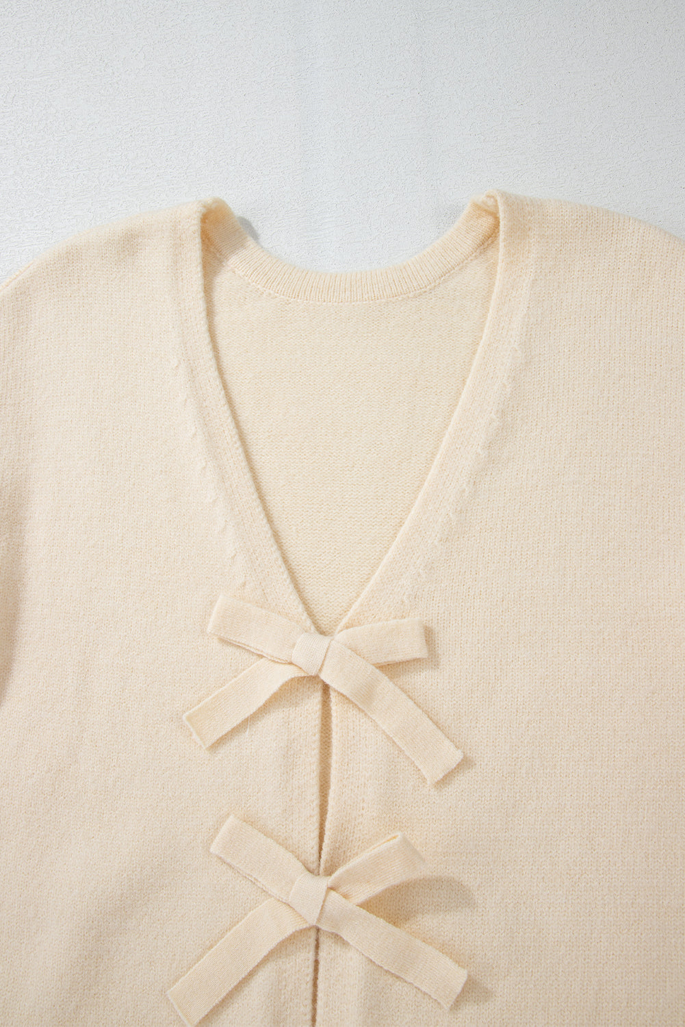 Cozy Bowknot V Neck Long Sleeve Cardigan - Trendy Style