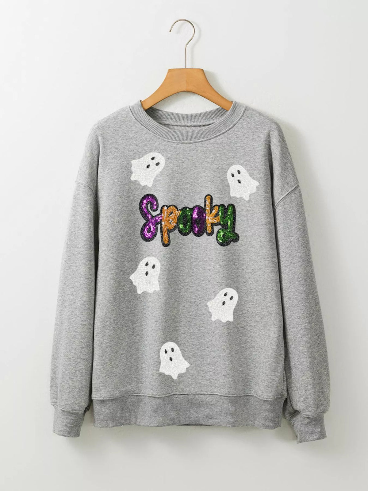 Halloween Spooky Ghost Sequin Sweatshirt