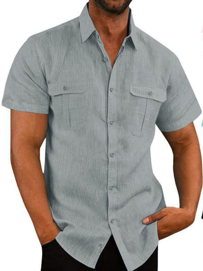 Men's Plus Size Collared Neck Short Sleeve Shirt for Comfort