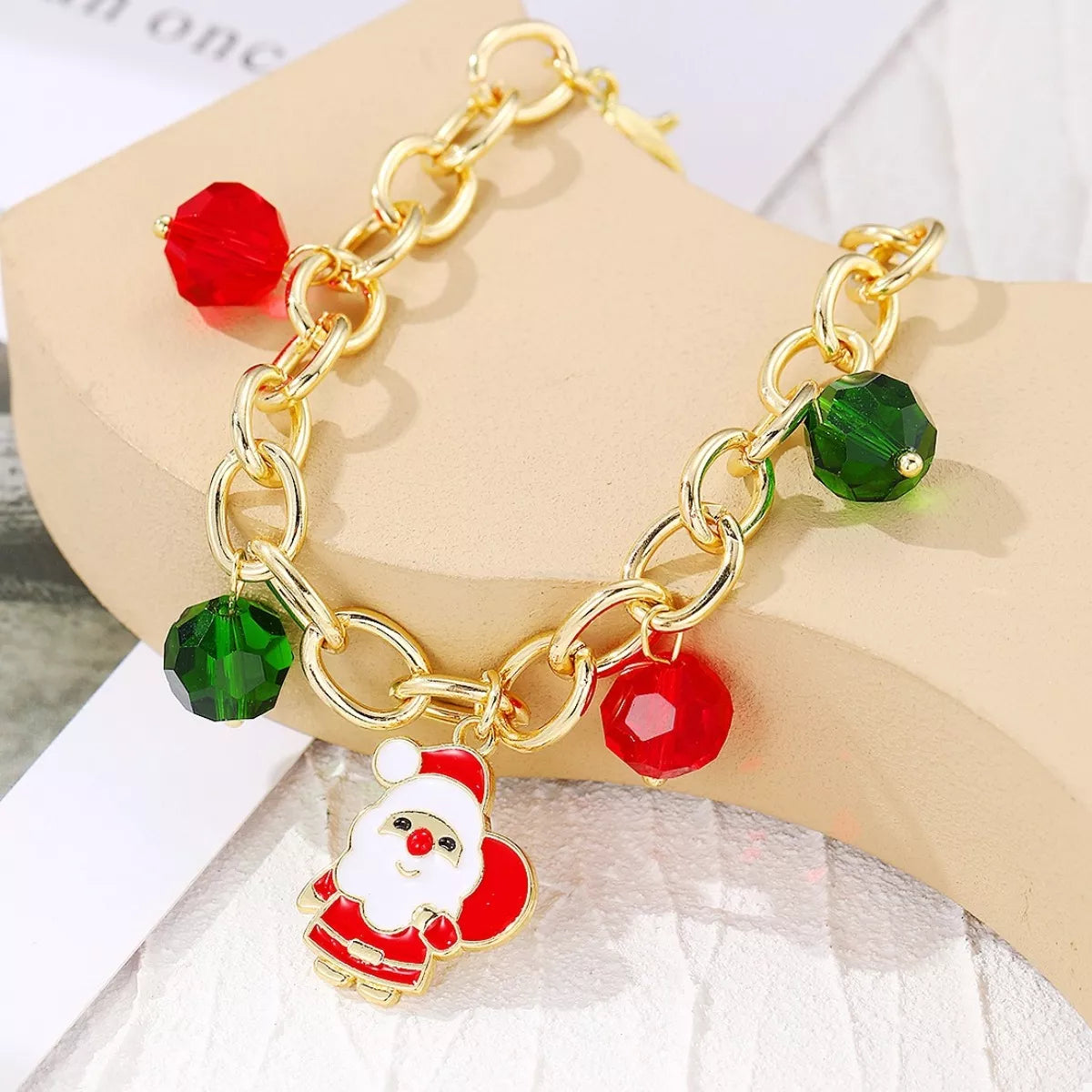 Christmas Santa Snowman Bracelet with Colorful Crystal