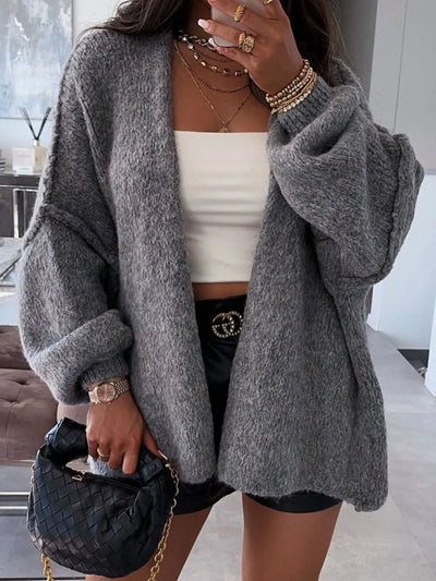 Open Front Dropped Shoulder Cardigan
