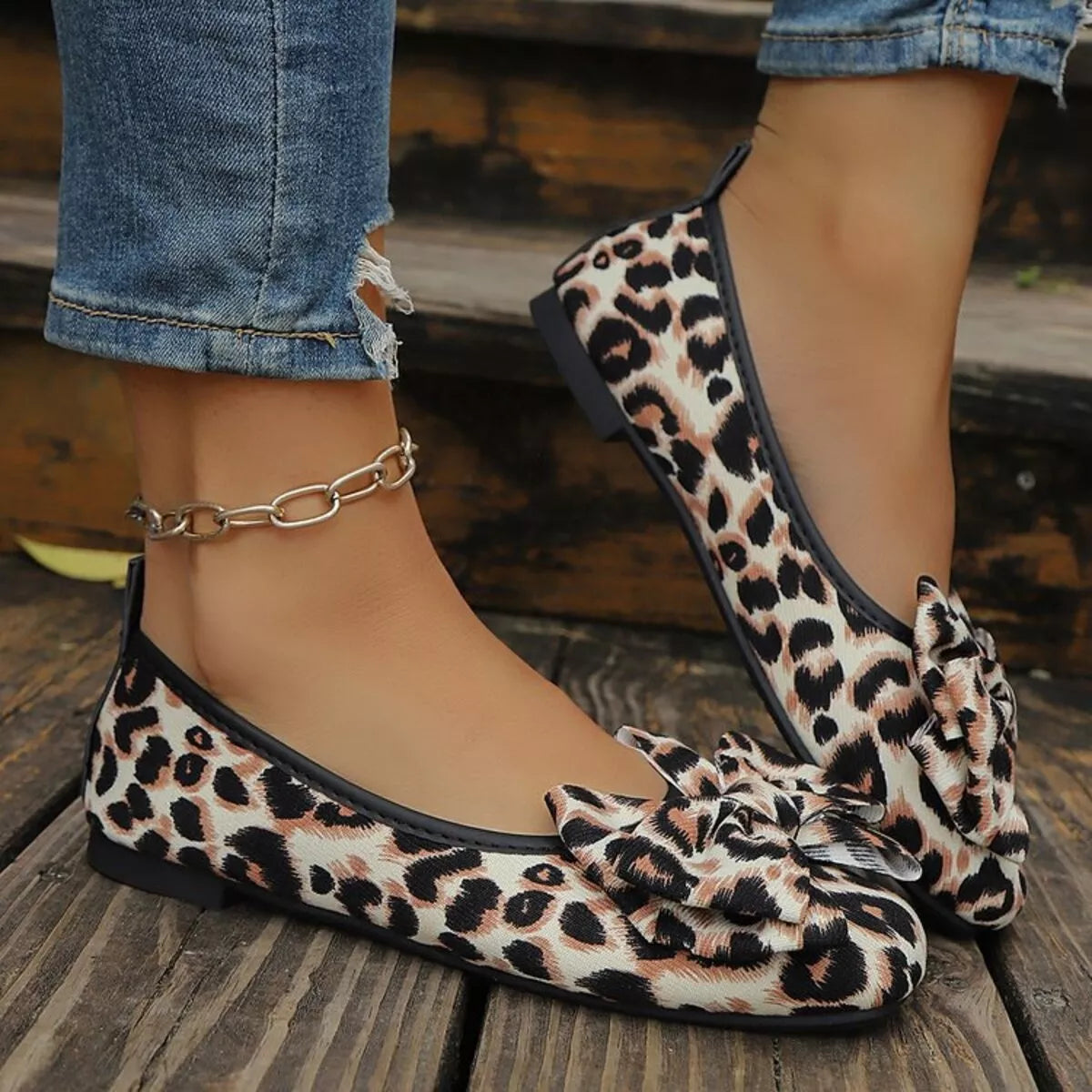 Leopard Bow Slip-Ons