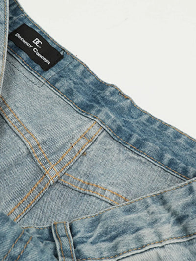 Men's High-Waist Wide Leg Vintage Wash Jeans