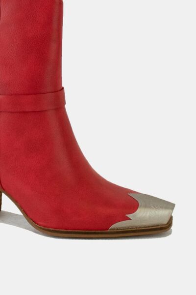 Chic Women's Faux Leather Ankle Boots with Metal Toe Accent