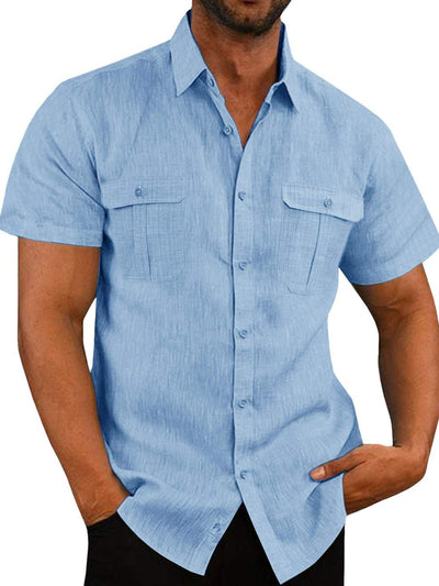 Men's Plus Size Collared Neck Short Sleeve Shirt for Comfort