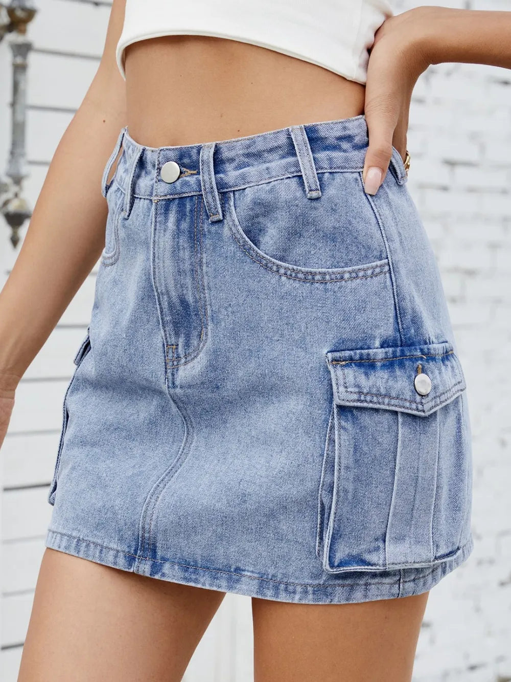 Cargo Denim Skirt
