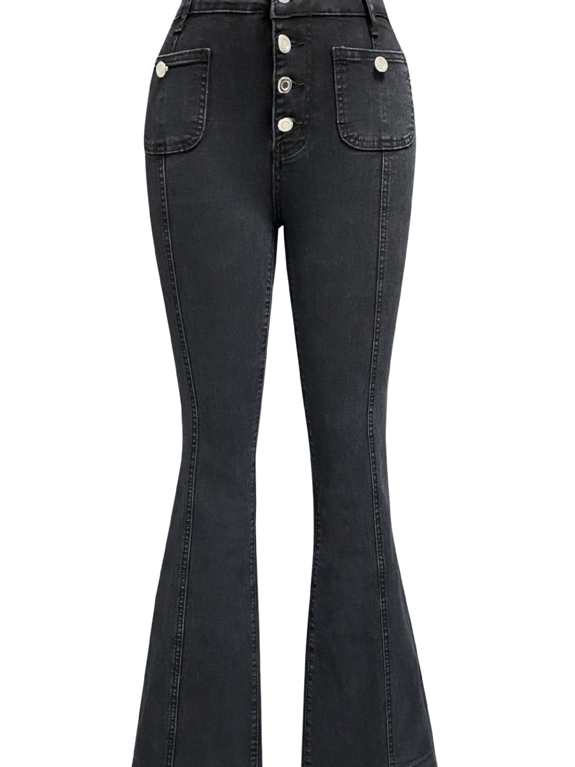 Chic Button Fly High Waist Flare Jeans - Trendy & Comfortable