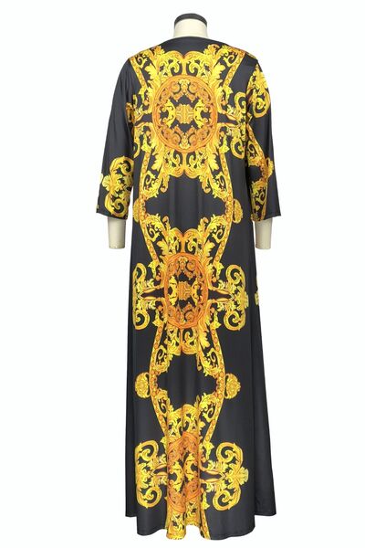 Stylish Printed Plunge One-Piece and Cover Up Swim Set