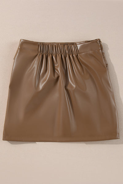 Trendy Bowknot Elastic Waist Mini Skirt in Chic Faux Leather