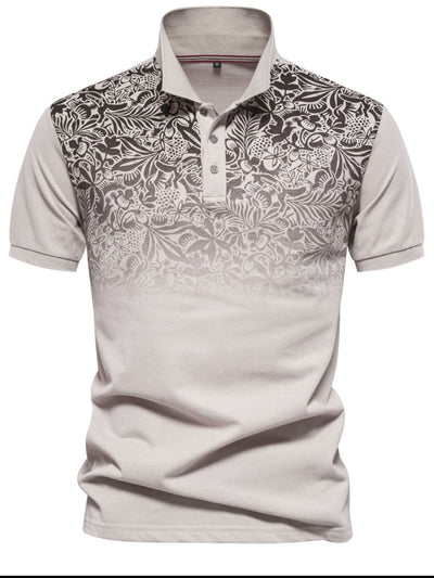 Men's Printed Collared Neck Short Sleeve Polo for Style