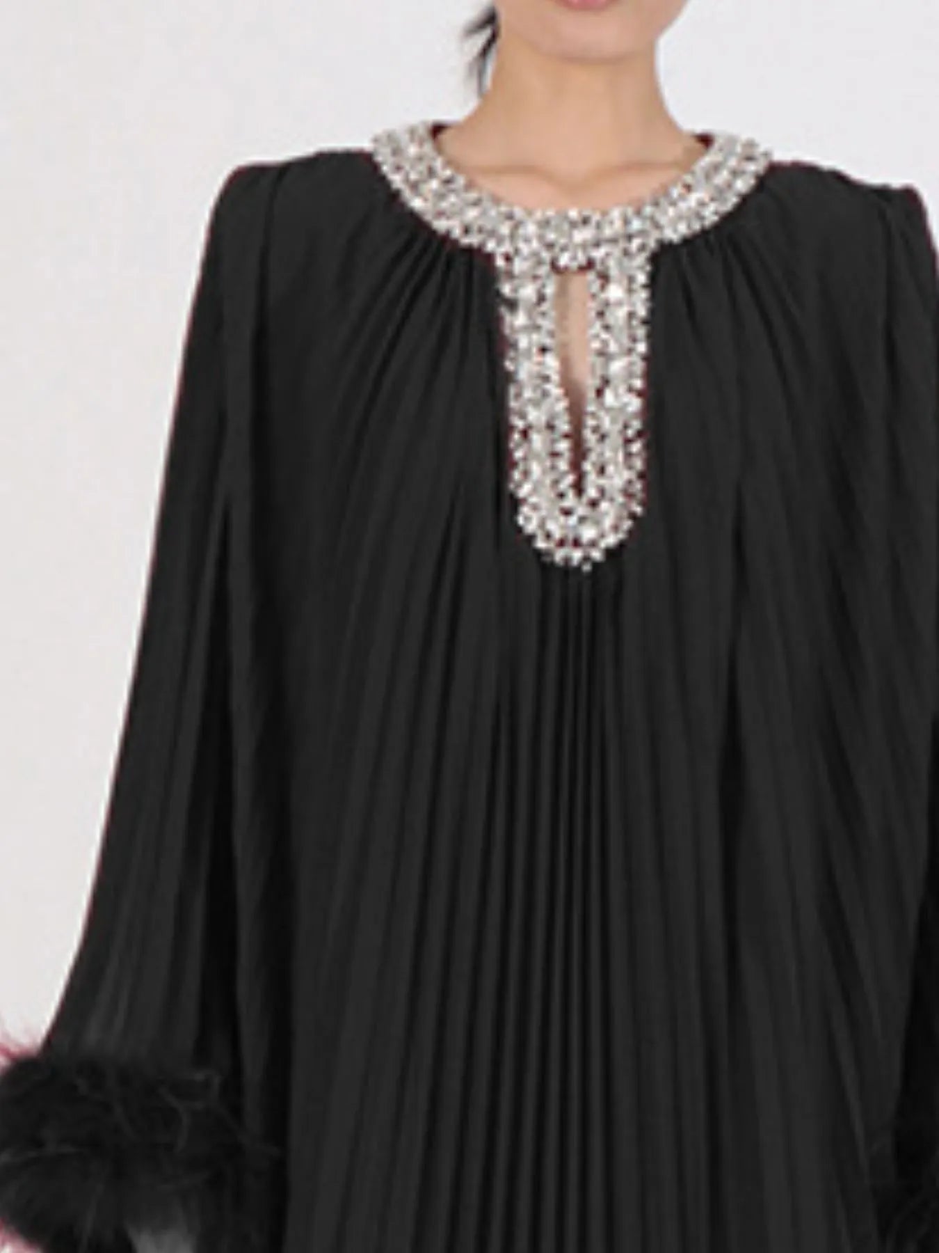 Rhinestone Long Sleeve Maxi Dress