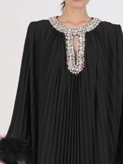 Rhinestone Long Sleeve Maxi Dress