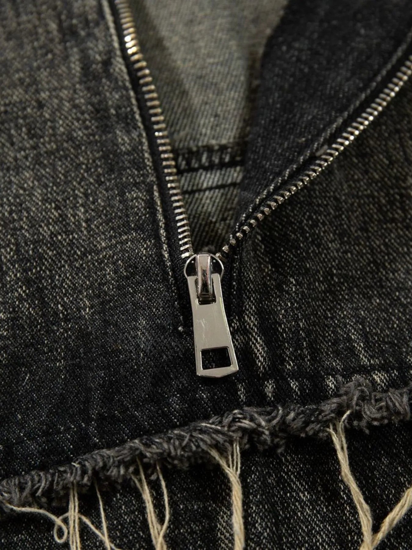 Men's Distressed Denim Patchwork Oversized Hoodie with Frayed Details