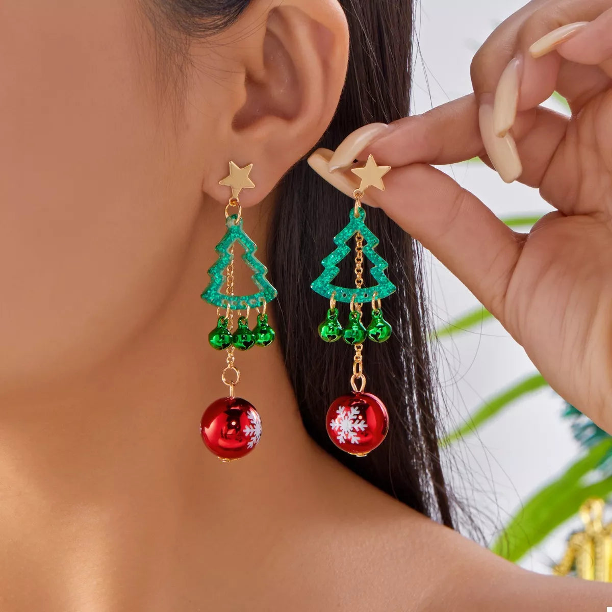 Christmas Tree Ball Drop Earrings
