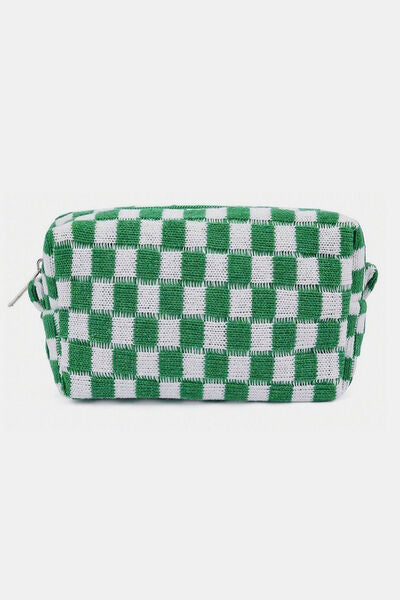 Zenana Checkered Pattern Knitted Cosmetic Pouch for Essentials
