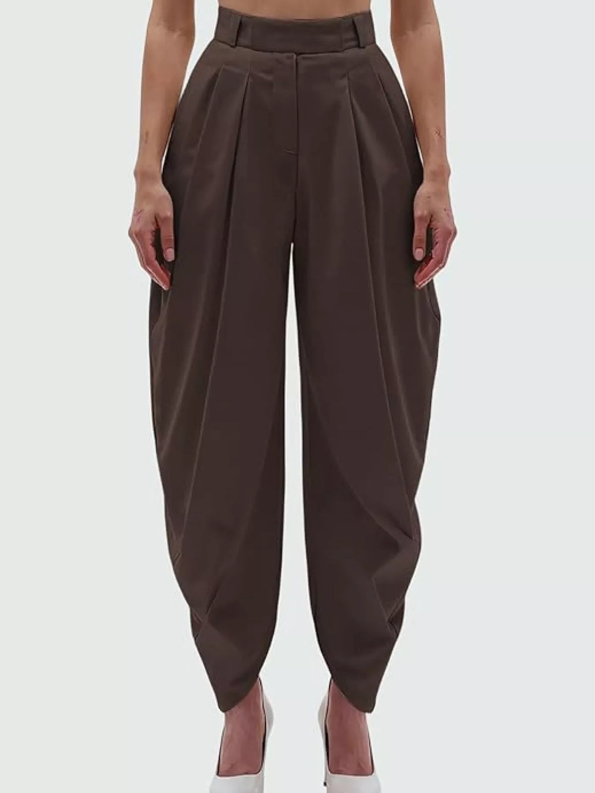 High Waist Pleated Flow Trousers