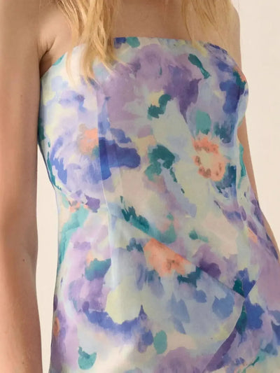 Strapless Floral Maxi Dress with Side Slit