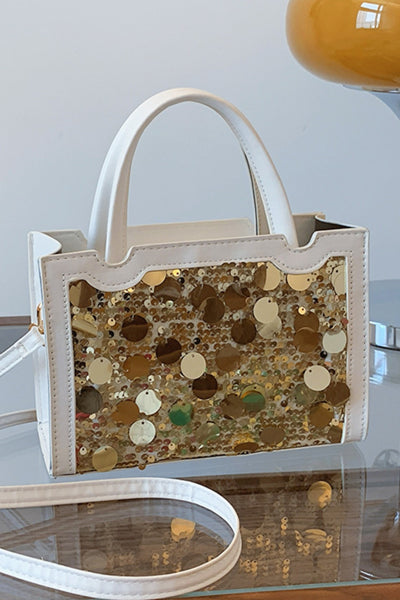 Stylish PU Leather Sequin Handbag for Fashionable Women
