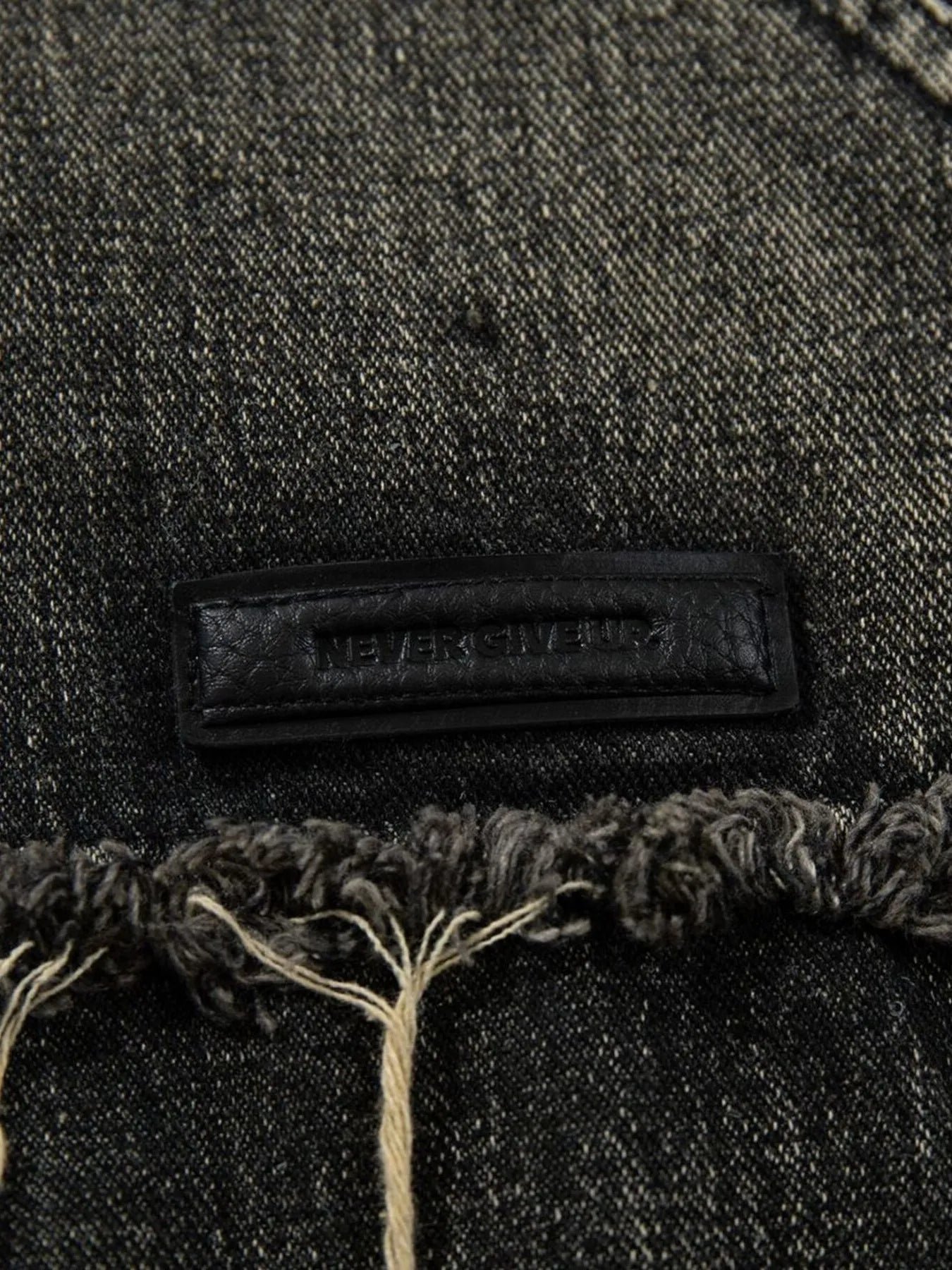 Men's Distressed Denim Patchwork Oversized Hoodie with Frayed Details