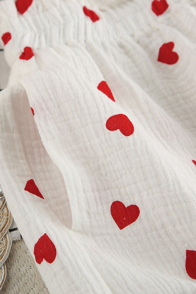 Heart Collared Button Down Top & Shorts Set - Chic & Comfy