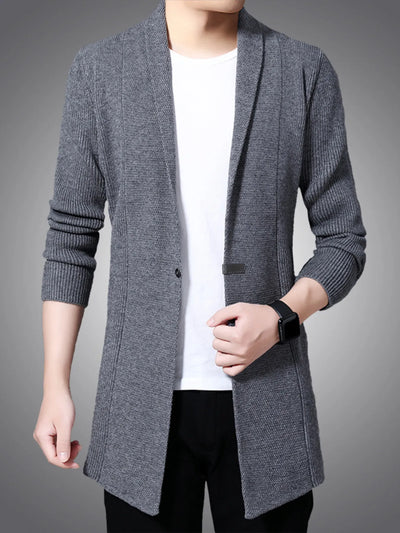 Men's Full Size Long Sleeve Longline Cardigan Plus Size