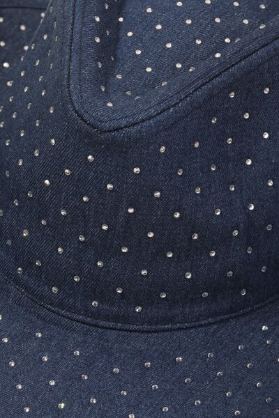 Fame Rhinestone Wide Brim Denim Hat for Stylish Protection