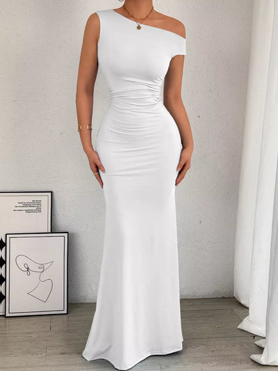 One-Shoulder Ruched Bodycon Maxi Dress