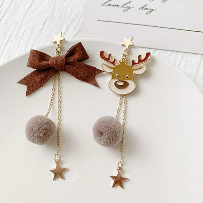 Reindeer Bowknot Drop Earrings