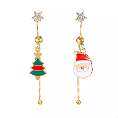 Christmas Santa Asymmetrical Drop Earrings