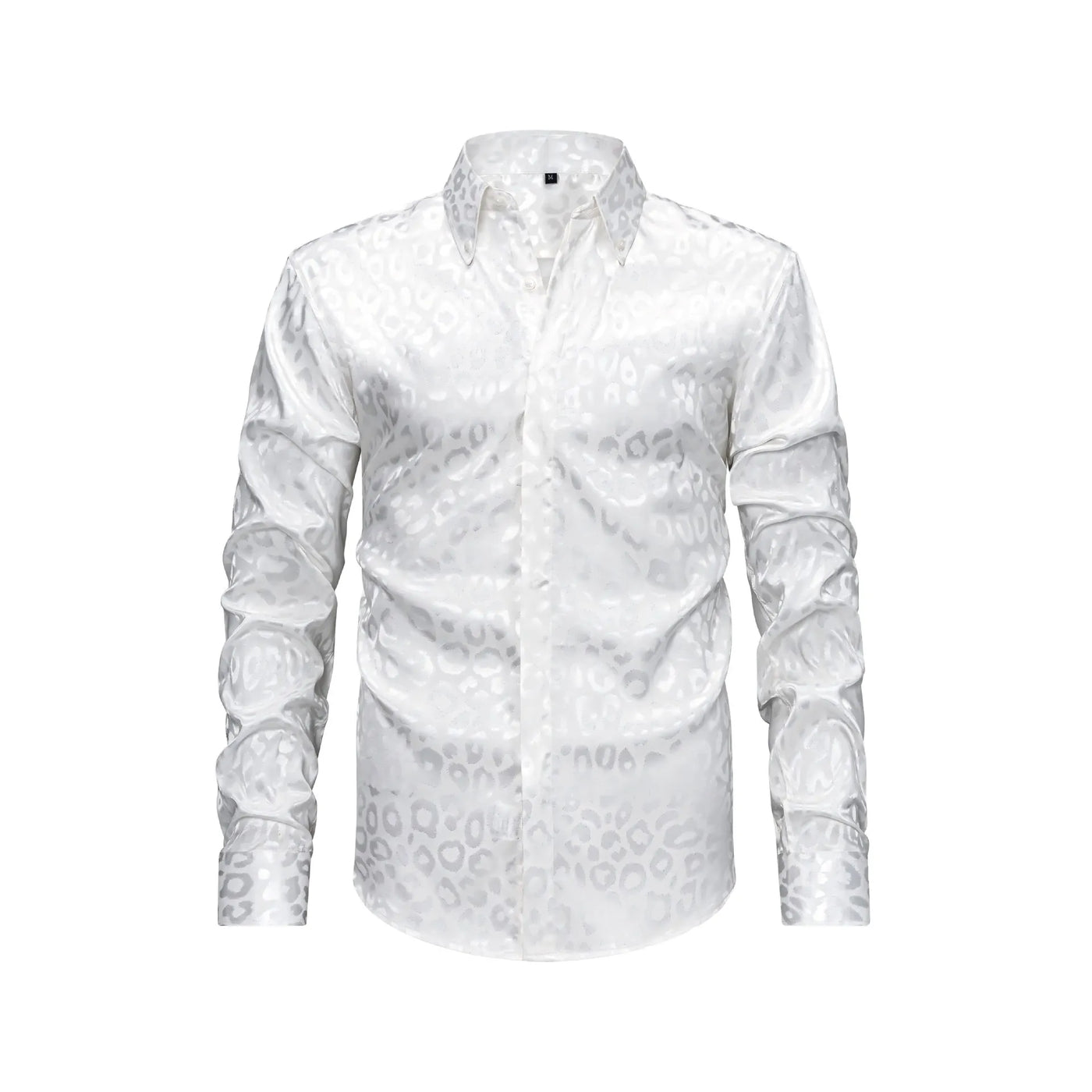 Men's Full Size Leopard Button Down Satin Shirt Plus Size