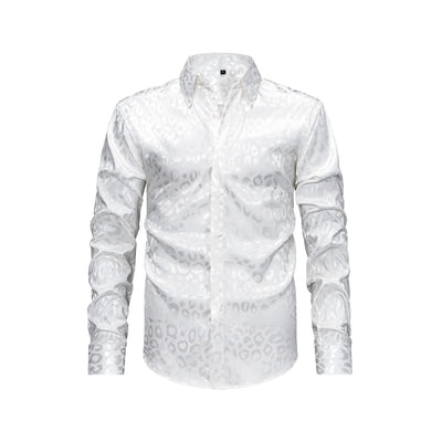 Men's Full Size Leopard Button Down Satin Shirt Plus Size