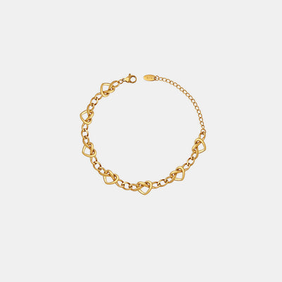 Elegant 18K Gold-Plated Titanium Steel Bracelet with Heart Links