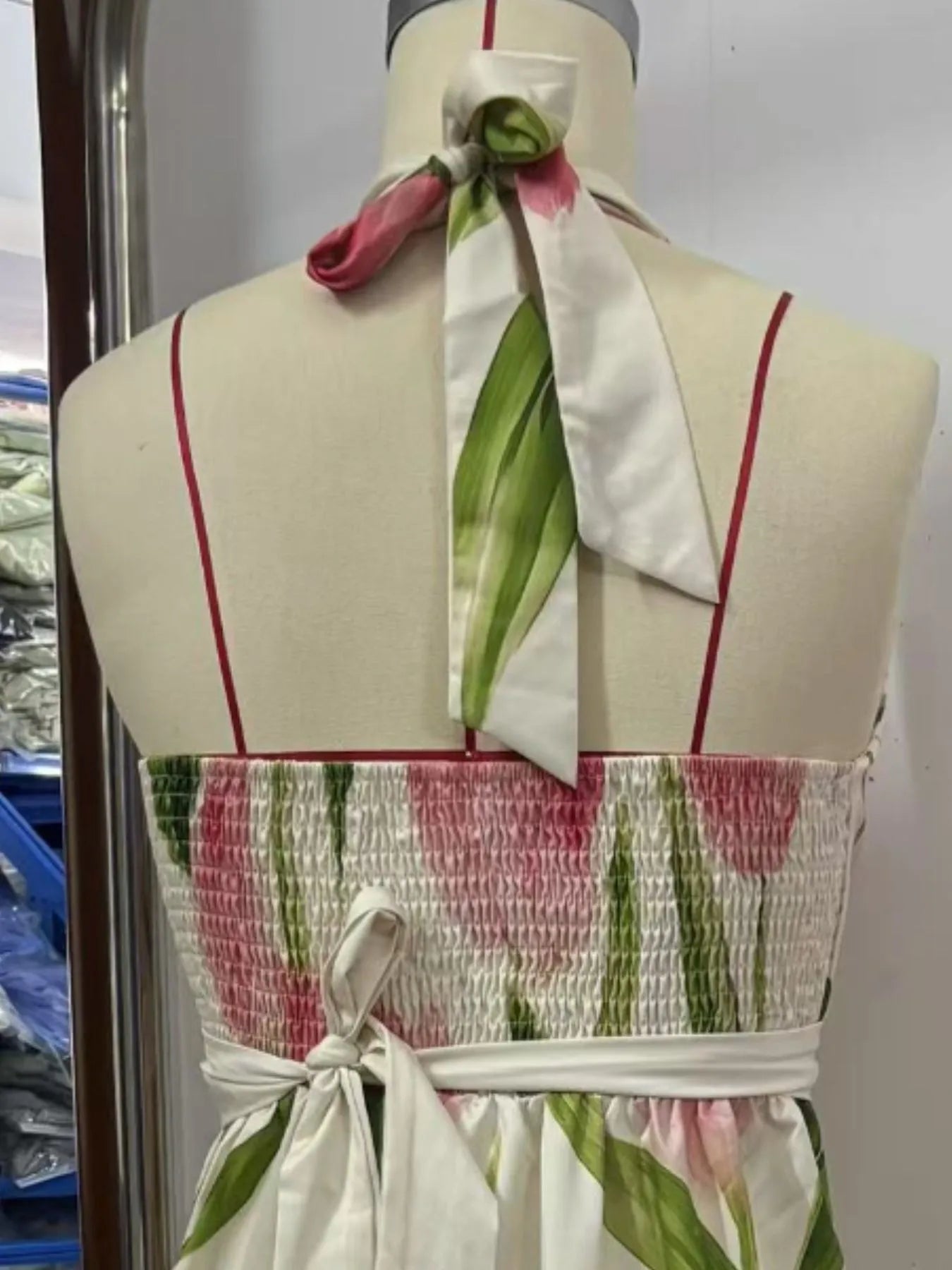 Floral Print Halter Neck Maxi Dress