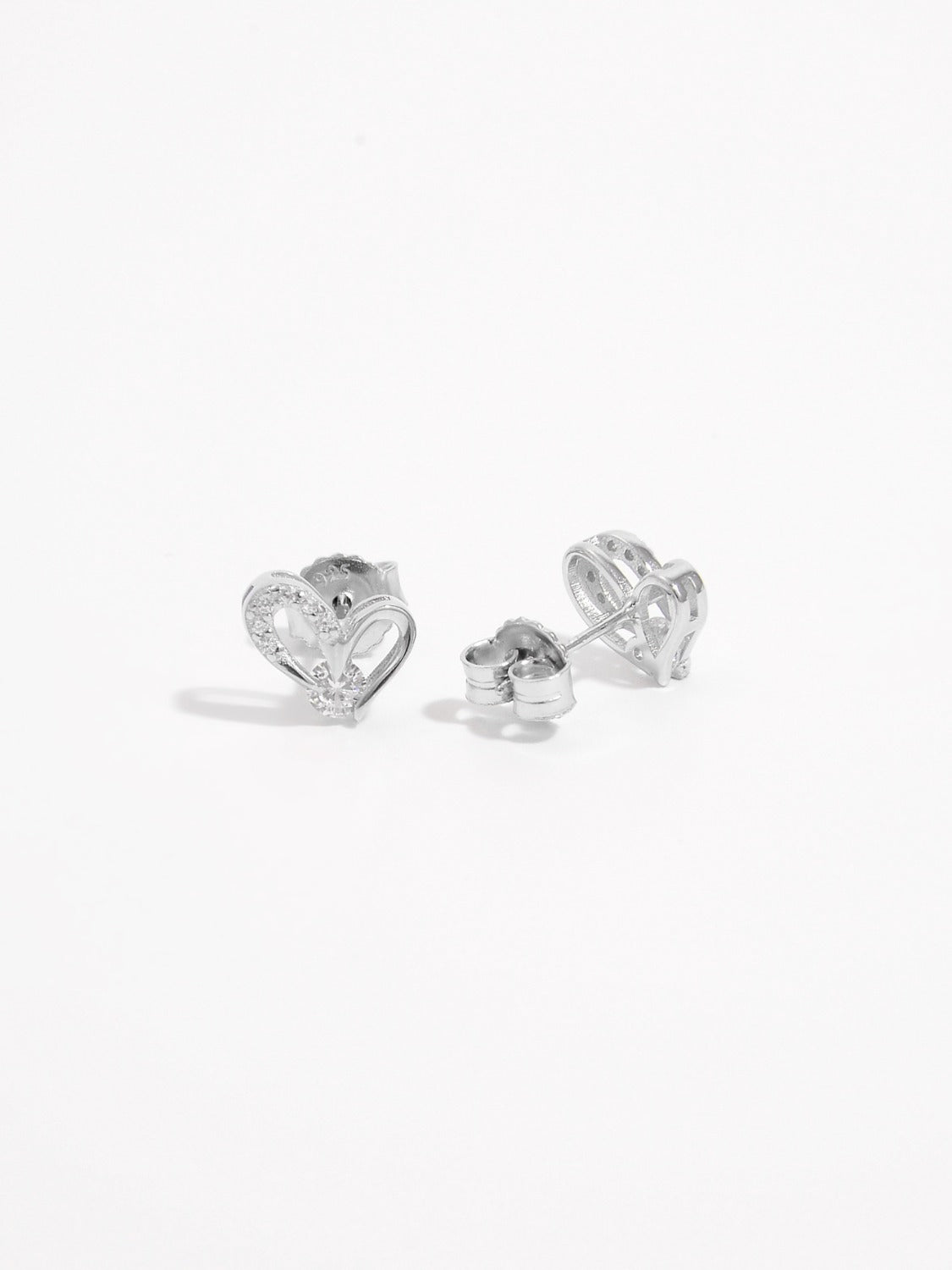 Sterling Silver Zircon Heart Earrings - Dazzling Fashion Gift