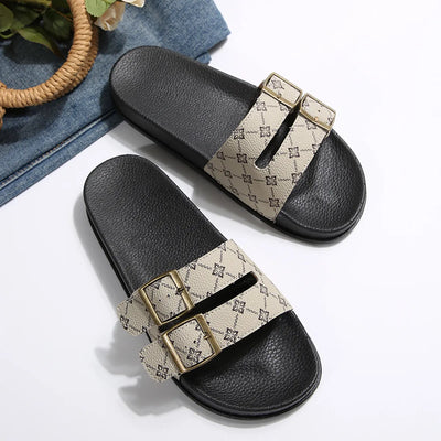 Open Toe Double Buckle Sandals