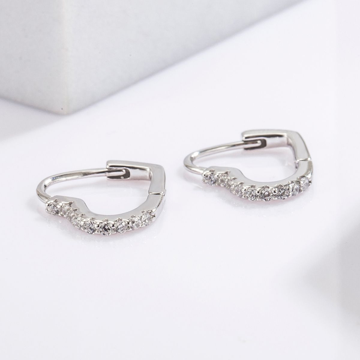 Timeless Heart-Shaped Zircon Earrings in Sterling Silver